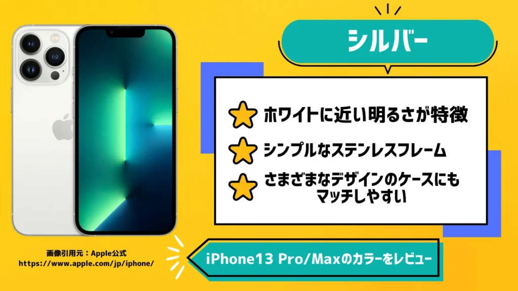 iPhone13 Pro/Maxの色でシルバーをレビュー