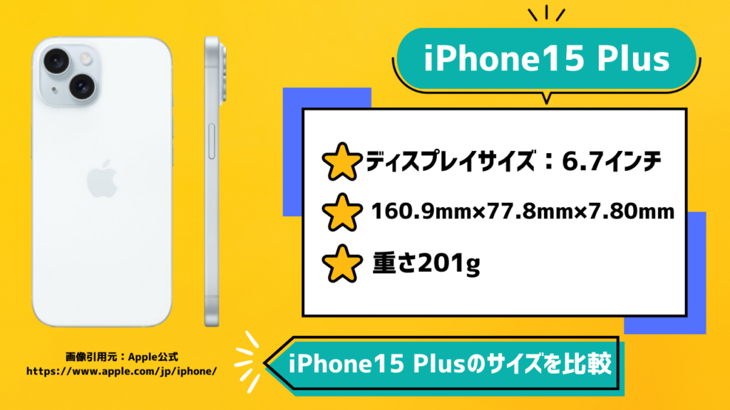 iPhone15 Plusの本体サイズ・大きさを比較