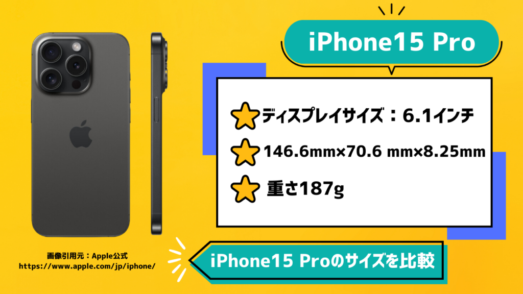 iPhone15 Proの本体サイズ・大きさを比較