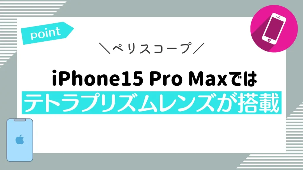 iPhone15 Pro Maxではテトラプリズムレンズが搭載｜5倍の光学ズームが可能に