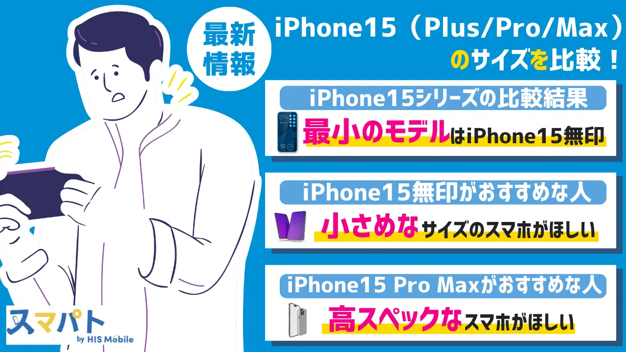 iPhone15（Plus/Pro/Max）のサイズを比較！本体の大きさ・重さ・画面サイズの違いは？
