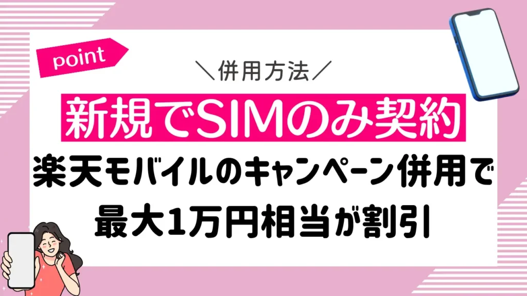 新規でSIMのみ契約｜楽天モバイルのキャンペーン併用で最大1万円相当が割引