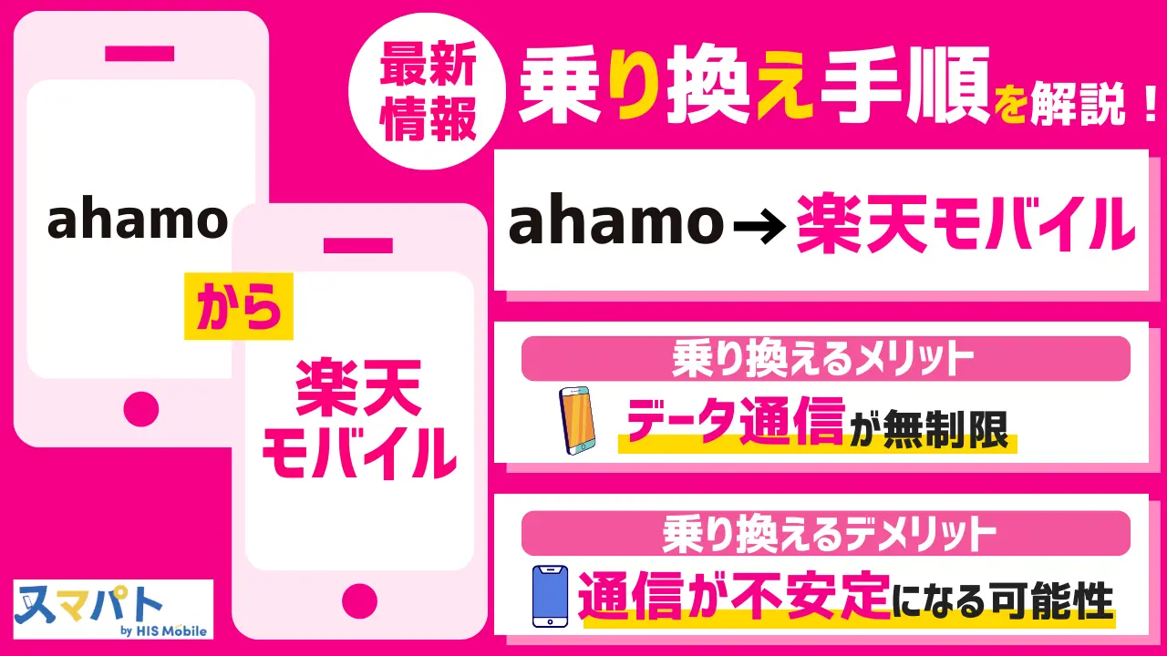 【最新】ahamoから楽天モバイルに乗り換える手順とデメリット
