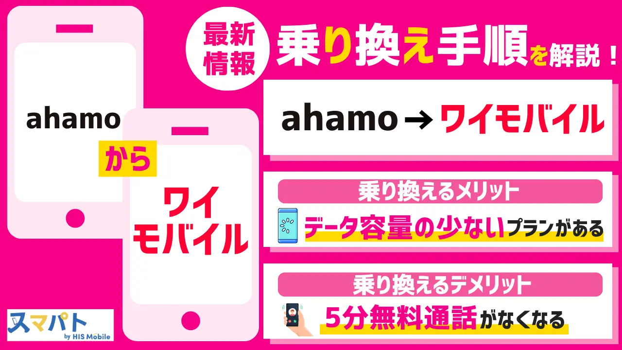 【最新情報】ahamoからワイモバイルに乗り換える手順とデメリット