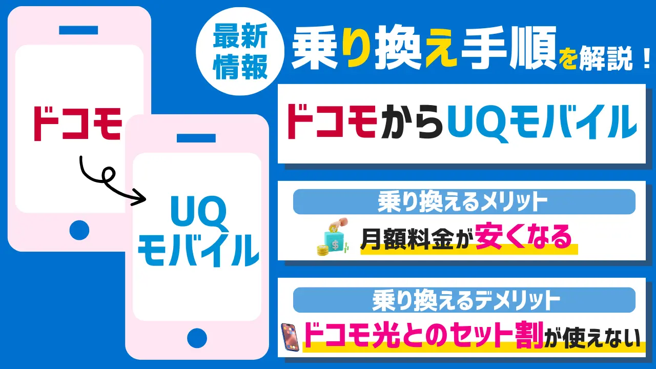 2025年4月】ドコモからUQモバイルへの乗り換え手順とデメリット7選 