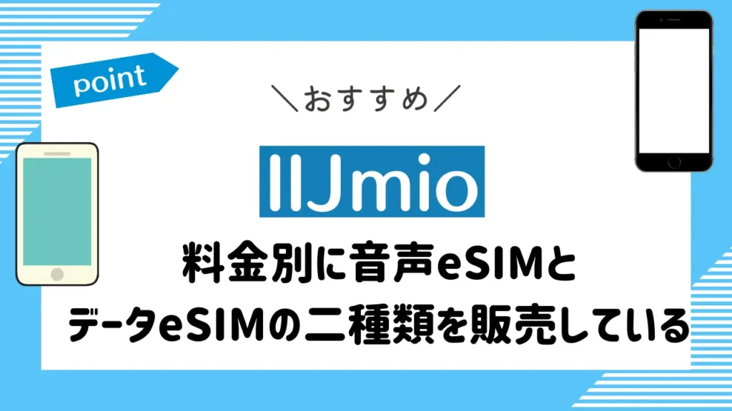 IIJmio｜料金別に音声eSIMとデータeSIMの二種類を提供している
