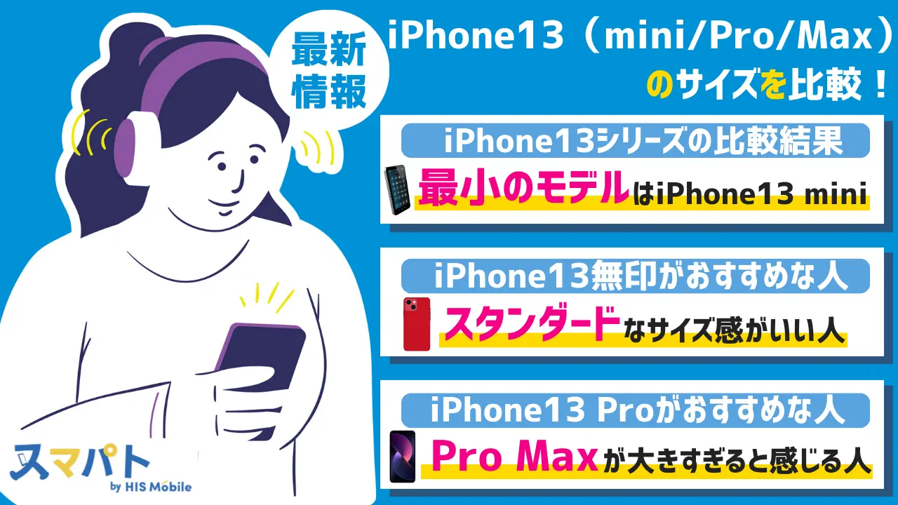 iPhone13（mini/Pro/Max）のサイズを比較！本体の大きさ・重さ・画面サイズの違いは？