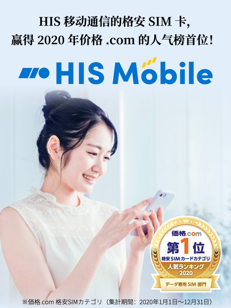 HIS移动通信的格安SIM卡,赢得2020年价格.com的人气榜首位!