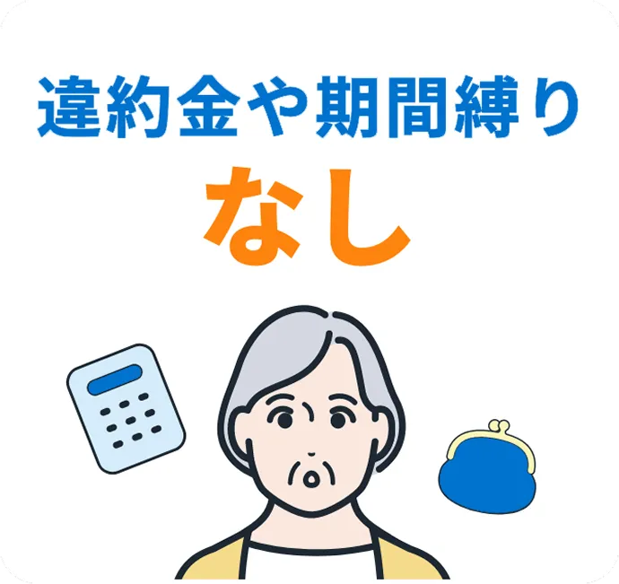 違約金や期間縛りなし