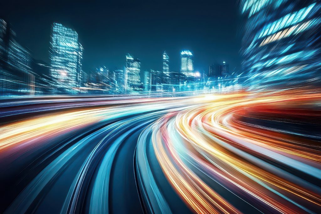 高速で流れる夜の高速道路のイメージ
