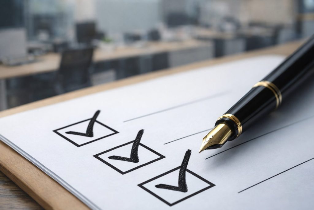 チェックシートにチェックしている画像