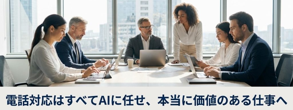 オフィスに集まり会社の未来に向けて会議している様子