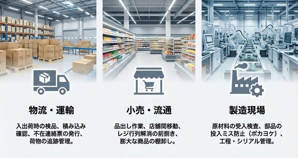 ハンディの各業界の利用例を表した図