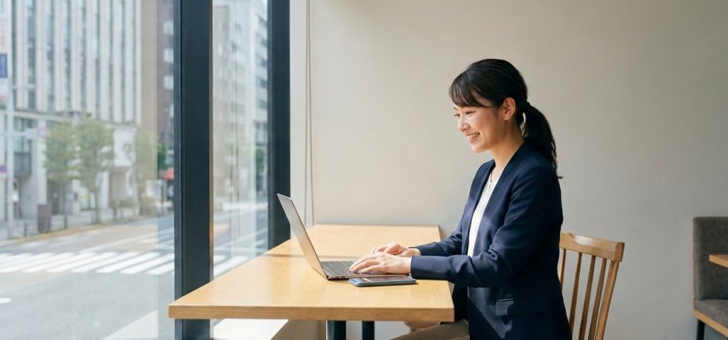 テレワークをする女性