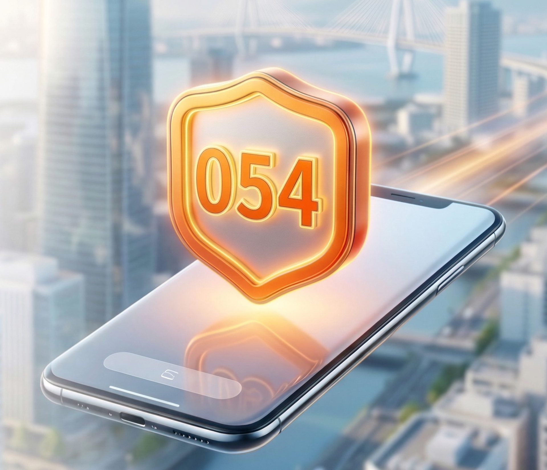 スマートフォンに054番号が浮き出ている