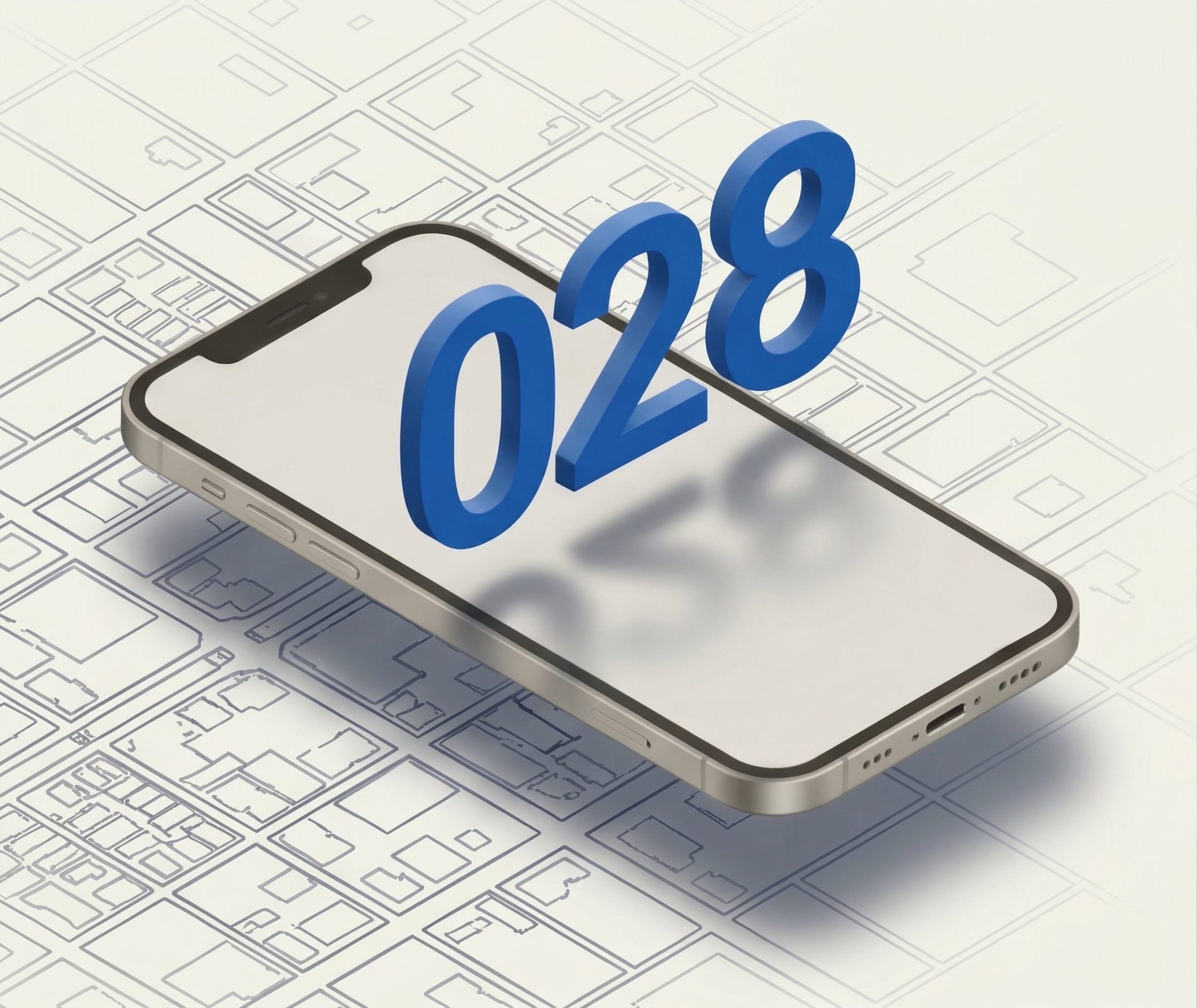 スマートフォンに028の番号が浮かんでいる