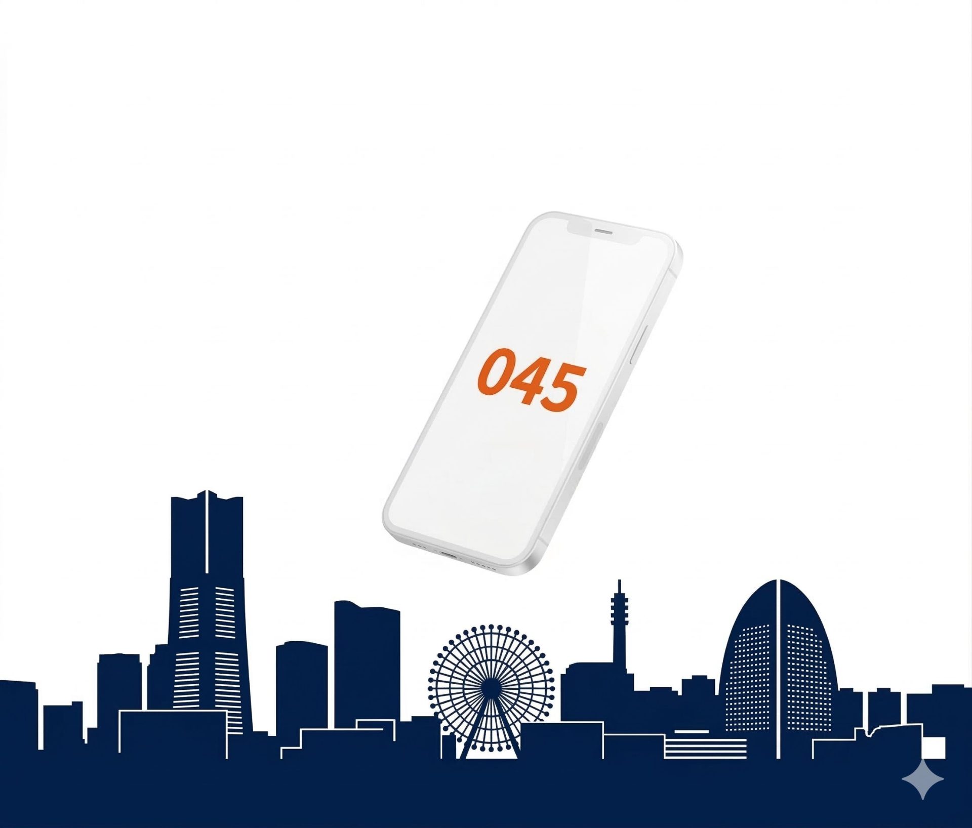 横浜の空に浮かぶスマートフォン