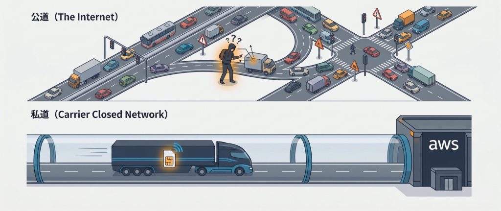 AWS直結と一般の通信を公道と私道で表現