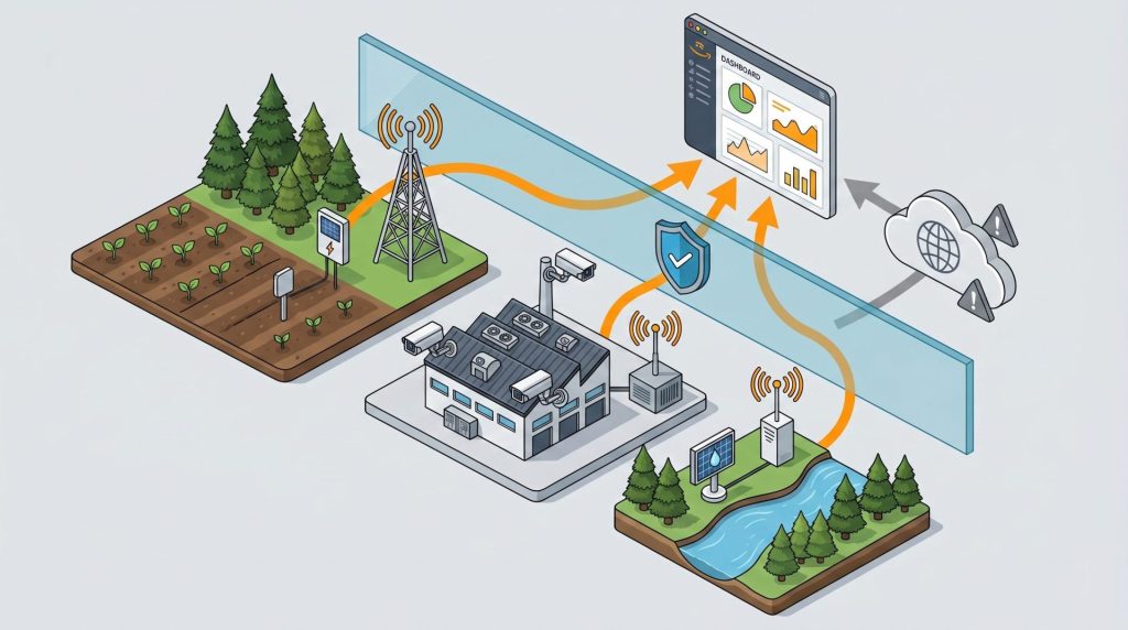 農場、工場、河川などから直接AWSへ通信