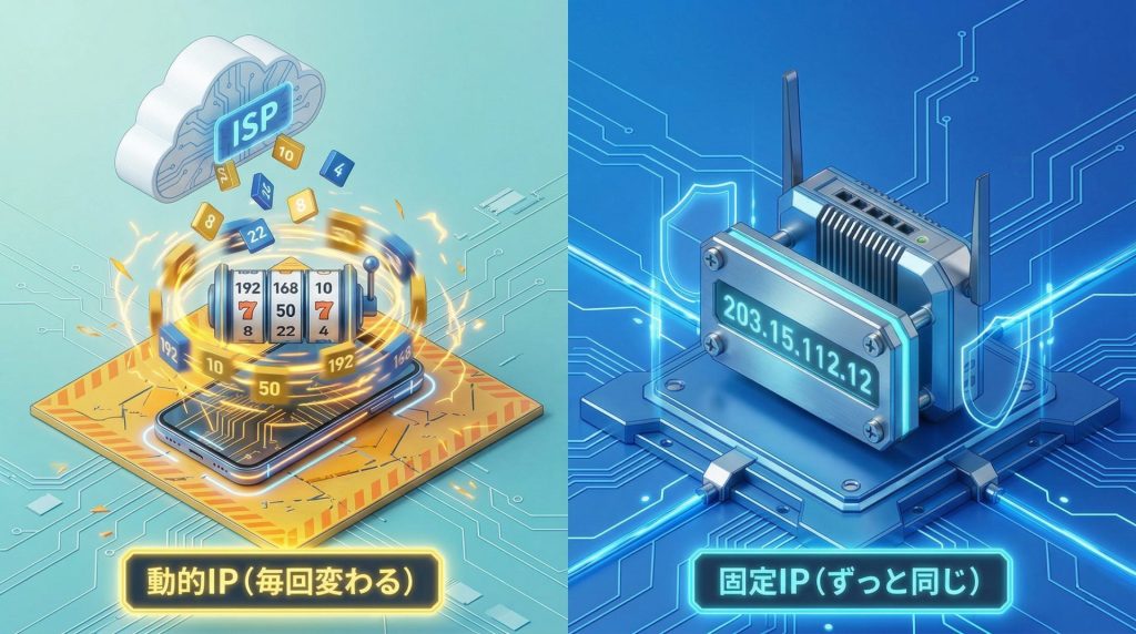 動的IPと固定IPの違い