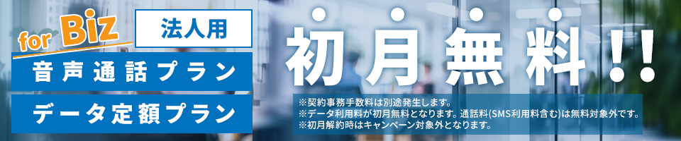 法人用「音声通話プラン」「データ定額プラン」初月無料！